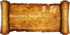 Beszteri Szovát névjegykártya